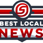 The logo for "Best Local News" is moderately detailed in red and grey, set against a flat background, conveying strength and reliability.