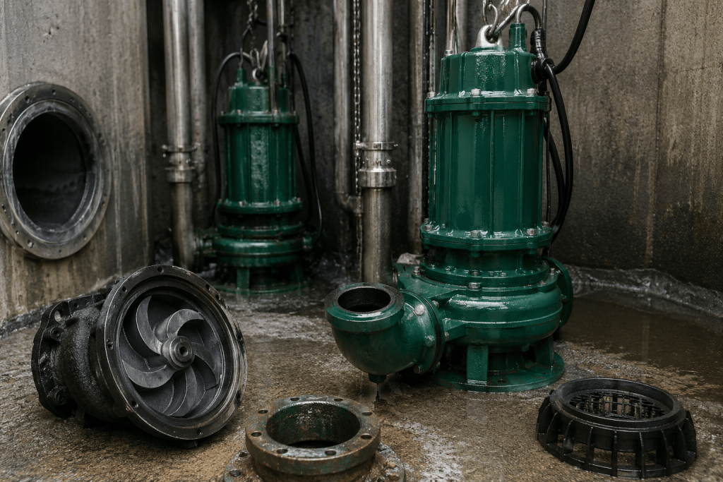 Industrial pump chamber in maintenance